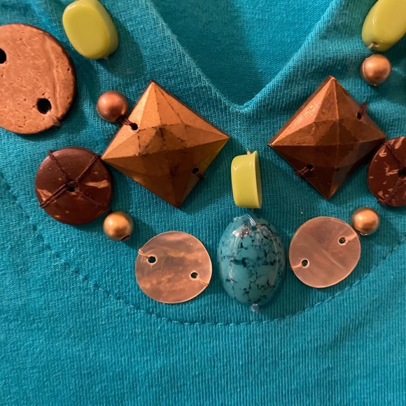 NWOT 1X Ruby Rd  Turquoise V-neck tee - Picture 4 of 5